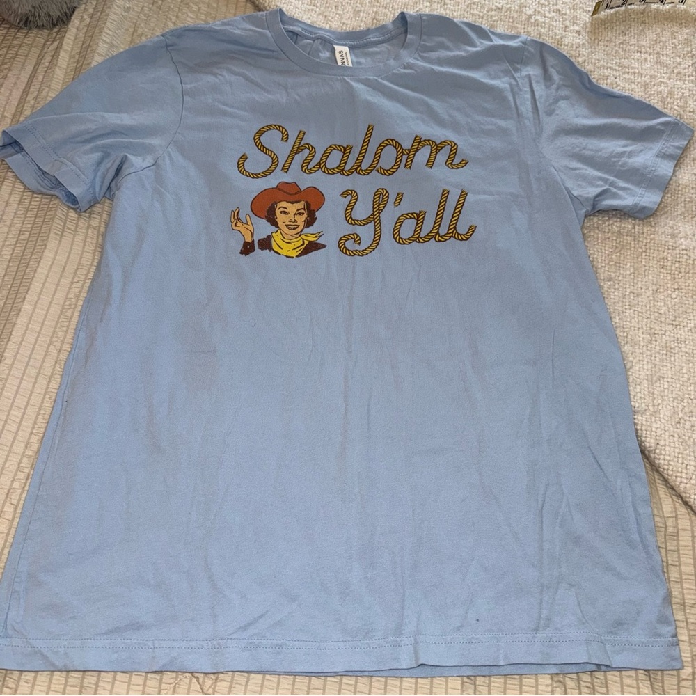 Cheeky ‘Shalom Yall’ Blue Oversized Cotton Tee XL